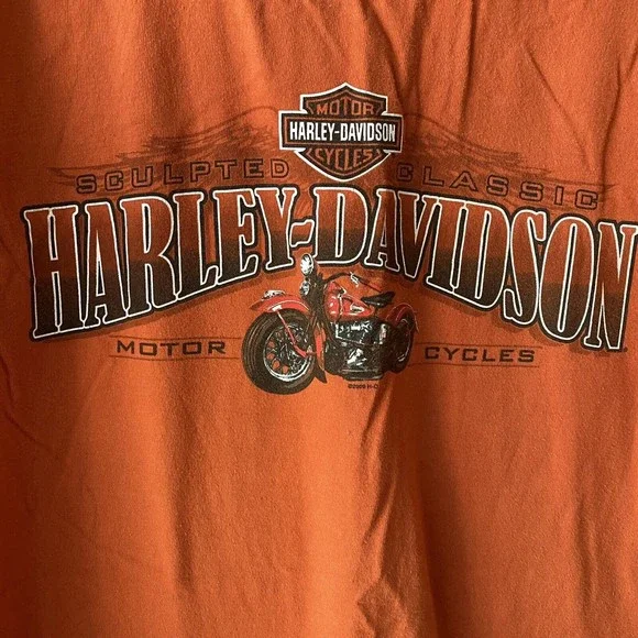 Harley Davidson Mens Shirt Size XL Graphic Motorcycle Short Sleeve Orange - Picture 4 of 6